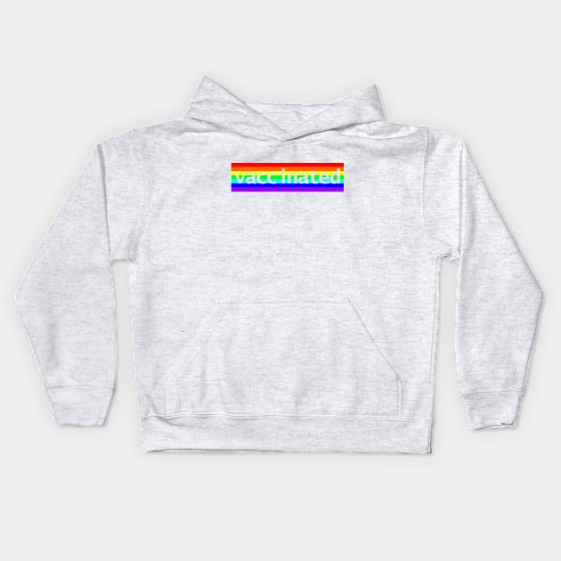 Vaccinated Rainbow Stripes Minimal Typography Kids Hoodie by ellenhenryart